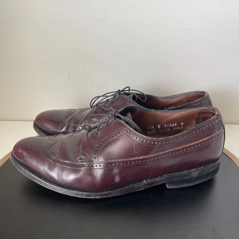Allen Edmonds McAllister Men 10.5 B Wingtip Oxford Burgundy Shoes Quiet Luxury